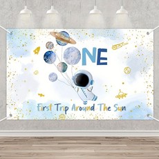 태양 어라운드 첫 번째 여행 생일 배경 우주 파티 장식 은하계 테마 태양계, 110x180cm, MULTI, 1개