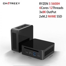 Chatreey-미니 PC AN2 PRO Ryzen 5 5600H 6 코어 게임용 데스크탑 컴퓨터 지원 2xNVME SSD WIFI6 HDMI DP Windows 11 Pro, Ryzen 5 5600H Wifi6, UK, 64G Ram 2TB SSD