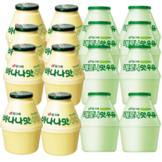 빙그레 단지우유 2종 혼합 (바나나맛우유 and 메로나맛우유), 240ml, 16개