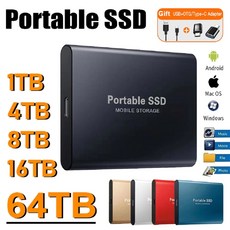 휴대용 고속 외장 하드 드라이브 노트북 맥 PC용 솔리드 스테이트 1TB 2TB USB31 500g, Silver 16TB