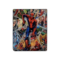 Marvel Legends 스파이더맨 캐릭터 웹 플리스 가장 부드럽고 편안한 담요 성인 및 아동용 | 치수 152.4 x 127.2cm(60 x 50인치)