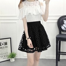 마쿠쿠 A라인 플레어 레이스 미니 스커트