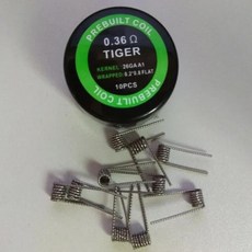 10 개/상자 clapton 코일 융합 트위스트 쿼드 HIVE 호랑이 난방 저항 와이어 RDA 분무기 Vap 용 사전 제작, 12 Tiger coil 0.36