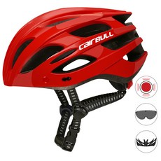 Cairbull 스파크 도로 산악 자전거 승마 헬멧 구성 테일 라이트 모자 고글, M/L (55-61Cm), 레드