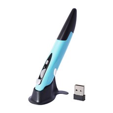 2.4G 펜 마우스 무선 USB 광학, 블루 + 배터리, 공식 표준