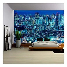 wall26- 신주쿠 일본 도쿄 스카이 라인. -이동식 벽 벽화 자체 접착 대형 벽지 -100x144 인치 (100"x144" Artwork - 06), 100"x144", Artwork - 06
