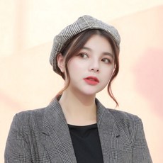 글렌 체크 베레모