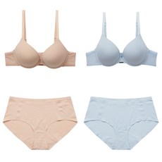 에블린 시원한 쿨링브라 울트라푸쉬 브래지어+쿨링팬티 무봉제 노라인 햄사각팬티세트 (2colors)