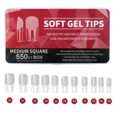 550 PCS 소프트 젤 풀 커버 네일 팁 투명 젤 잘못된 손톱 손톱을 눌러 손톱 확장 DIY 매니큐어를 흡수합니다.