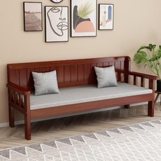 단단한나무 벤치소파 현관 거실 식당 카페 평상쇼파 대기의자, 160x55x80cm, 환경친화적적갈색프리쿠션베개