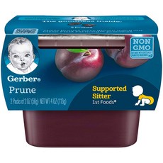 거버 아기 과일 푸룬 퓨레 1단계 2oz(56g) 2개 8팩 Gerber Purees 1st Foods Prune Baby Food, 16개, 56g