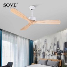 조명이없는 흰색 우드 천장 실링팬 타프팬 선풍기 원격 제어 룸 로프트 Ventilateur De Plafond, White, 42 inch 220V