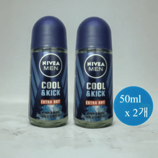 니베아 데오드란트 남성용 롤온 쿨 킥 맨, 50ml, 2개