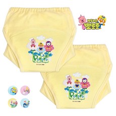 뽀로로 유아 샘방지 순면 배변 훈련 팬티 2P, 2개, 옐로우