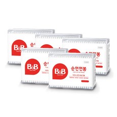 비앤비 유아 사각 면봉 200p X5개, 5개, 200개입