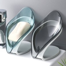 욕실 나뭇잎 고급 비누 박스 욕실 케이스 디스펜서, 회색,블루 1EA