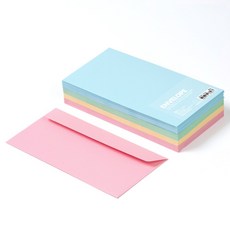 PaperPhant 하이퀄리티지 큰 사이즈(220*105mm) 봉투 4컬러 프리미엄 색지(90g), 가로형 80매
