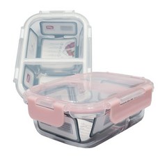 리빙탑스 위녹스 칸칸이락 - 2칸 유리 뚜껑 찬통 직사각 600ml, 화이트, 1개