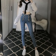 데님 스키니진 청바지 여자가을패션 스타일리시 더블 스키니핏 9부바지 트렌드