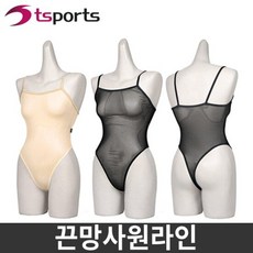 TS스포츠 에어로빅 끈 망사 원라인 원피스 에어로빅복, 블랙