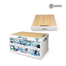 던 캠핑 폴딩박스 우드 테이블 박스 접이식 수납박스 스티커포함, 01_폴딩박스(상판포함) + 캠핑1 스티커