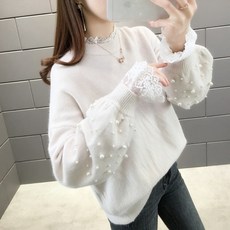 레이스 패치워크 구슬장식 가을옷 와이드 루즈핏 아우터 탑코트