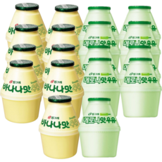 빙그레 단지우유 2종 혼합 (바나나맛우유 and 메로나맛우유), 240ml, 18개