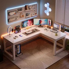 1인용 게이밍책상 게임 상판 컴퓨터 데스크 가정용 ㄱ자 책상 원룸 아파트, 화이트 120x80x75cm (우측 비고)
