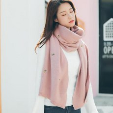 기본목도리 과일자수 니트목도리-핑크 포인트