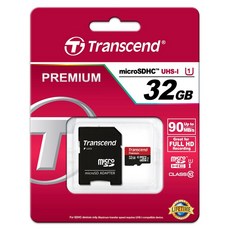 트랜센드 microSDHC UHS-I Premium 400X 메모리카드 + 아답터 TS32GUSDU1, 32GB, 1개