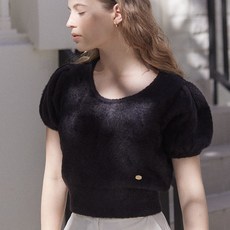 아워호프 Teddy Goldish Half Sleeve Knit - Black
