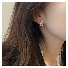 14k 컴팩트 크로스 진주 귀걸이