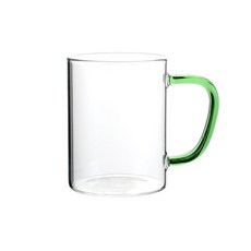 400ml/유리 투명 내열 슈트 대용량 차 컵 마시는 컵 우유 맥주 컵과 가정용 거실, 녹색 1pcs