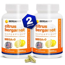 BergaMet 베르가못 시트러스 보충제 1회 제공량당 1200mg 및 폴리페놀 80% 120캡슐 미국 제조 341869, 2개, 60정