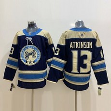 콜럼버스 블루 재킷 저지 3 Seth Jones Blank 13 Atkinson Men 하키 저지 사이즈 S-XXXL 수락 사용자 정의, 03 13 Atkinson_06 XXXL