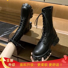 레이스업 여성 가을 둥근코 스트랩 스타일리쉬 개성 미들굽 워커부츠 카부츠