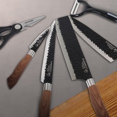 에버리치 주방용 나무손잡이 칼세트 6p / 식칼 사각식칼 육류용칼 과도 가위 세라믹감자칼