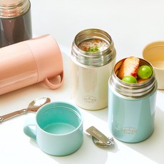 디유 스텐 600ml 보온보냉 도시락통 죽통(스푼포함)_직장인 피크닉 수능 샐러드, 01.죽통_차콜, 1개