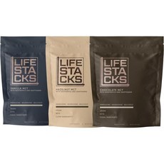LIFESTACKS 라이프스택 3가지 맛 묶음 커피 경험 높이기 누트로픽 적응제가 포함 MCT 오일 파우더, 3 Flavor Bundle, 1개