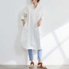 와이제이 루즈핏 셔츠 롱원피스 차이나넥셔츠 YJK239