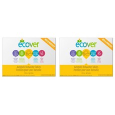 Ecover 에코버 식기세척기 세제 45입 2팩 타블렛 시트러스 Automatic Dishwasher Soap Tablets Citrus 45 Count