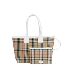 [버버리]23FW 8072331 빈티지 체크 베이지 레더 여성 토트백 스몰 LNL