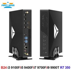 Partaker 4K 미니 PC 인텔 코어 i9 9900T i7 9700F i5 9400F 6 HDM 비디오 카드 AMD Radeon R7 350 4G 데스크탑 컴퓨터 HTPC 8 USB WiFi, 3.No RAM No HD No WiFi  I7 970