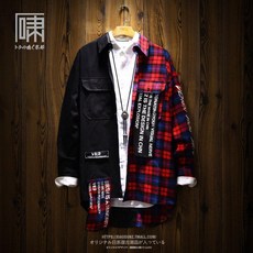 pull 남녀공용 루즈핏 오버핏 반반셔츠 체크 남방 기모버전