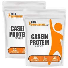Bulk Supplements Whey Casein Blend Protein Powder 벌크서플먼츠 유청 카제인 블렌드 단백질 파우더, 2개, 1kg