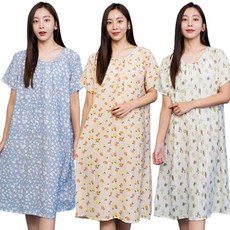 이라인 인견 리프블루 민트팜트리 핑크덴덜 옐로우텐저린 캐터스그린 인견 반팔 원피스잠옷