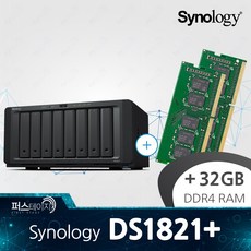 시놀로지 DS1821+ / 정품 총 32GB RAM (16GB x 2) 추가 (+ D4ECSO-2666-16G)