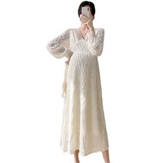 가을 임산부 롱 원피스 세련된 빅사이즈 결혼식 우아