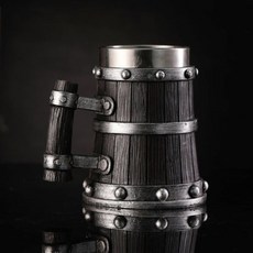 중세 바이킹 오크통 캠핑 맥주잔 빈티지 맥주 하이볼, 119 원목맥주잔-f6v600ml, 1개