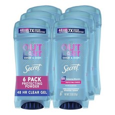 시크릿 땀억제제 보호 파우더 향 클리어 젤 아웃라스트 익스텐드 2.6 Oz 6개 pack, 73g